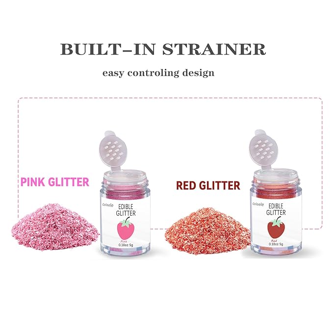 Red Pink Edible Glitter Glimmer Powder - Image 2