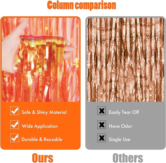CANREVEL 2 Pack 3.2x6.5 Feet Iridescent Foil Fringe Backdrop Curtains, - Image 2