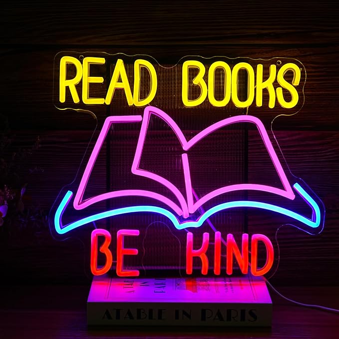 Read Books Be Kind Neon Sign Dimmable USB Powered Read Books Neon Light by LISIGNVE
