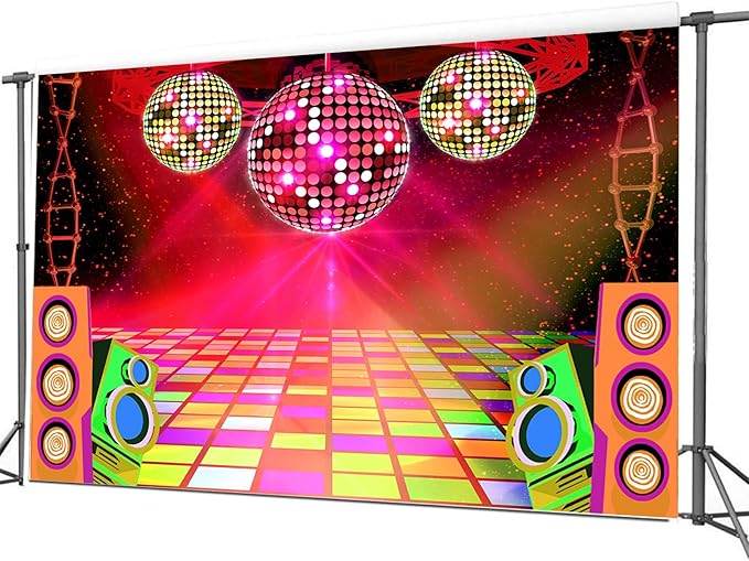 20X10ft Dance Party Backdrop Retro 70s 80s 90s Theme Glitter Stage Dance Ball - Image 3