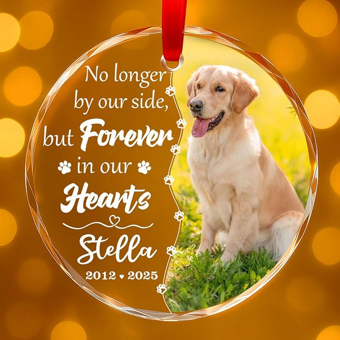 Personalized Dog Memorial Glass Ornaments, Pet Sympathy Gifts, Pet Remembrance by Unknown