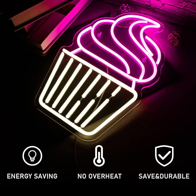 Cupcake Neon Sign Led Pink Warm White Neon Lights - Image 5