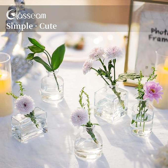 Glasseam Mini Bud Vases in Bulk 40: Clear Small Flower Vases - Image 6