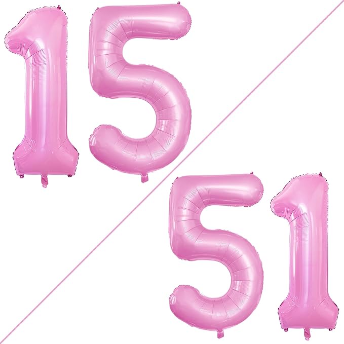 GOER Number 15 Balloons for 15th Birthday Sweet 15 Party Decorations, 42 Inch - Image 2