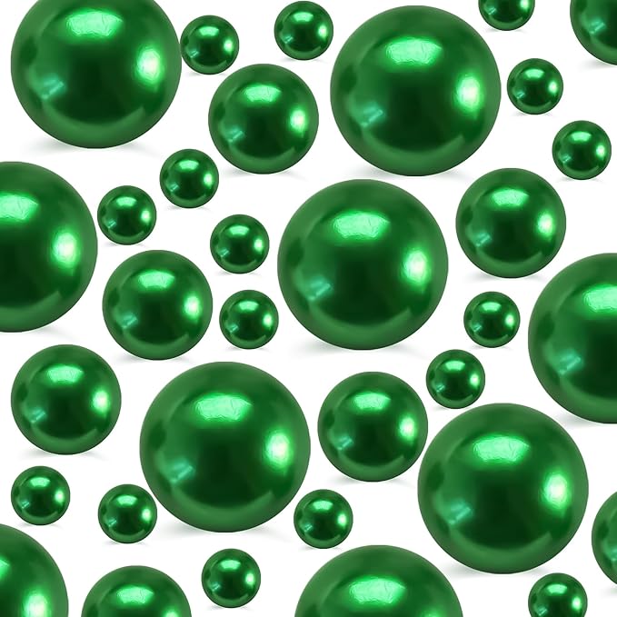 260Pcs Green Glossy Beads for Centerpiece Decor, Artifical Pearls Vase Filler by EGKamhFloatingBeadsPearls