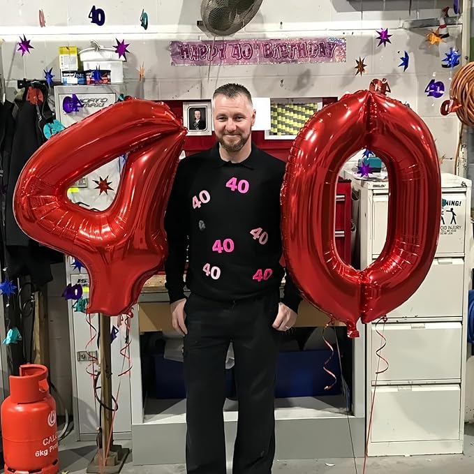 40 Inch Red Foil Balloon Number 4, Giant Self Inflating Number Balloons 0-9 - Image 8