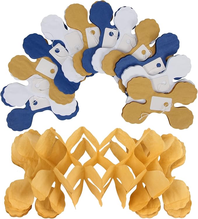 Navy-Blue White-Gold Party-Decorations Streamers Garland - Image 5