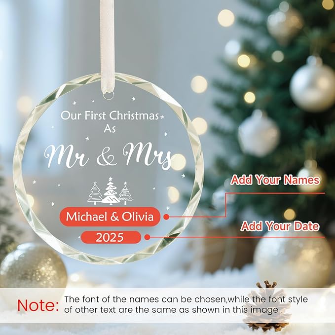 Personalized First Christmas Married Ornament, Custom Engaged Christmas - Image 5