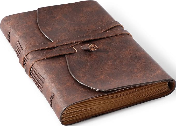 Leather Bound Journal for Men/Women, Rustic Vintage Handmade Large Writing by Hotcinfin