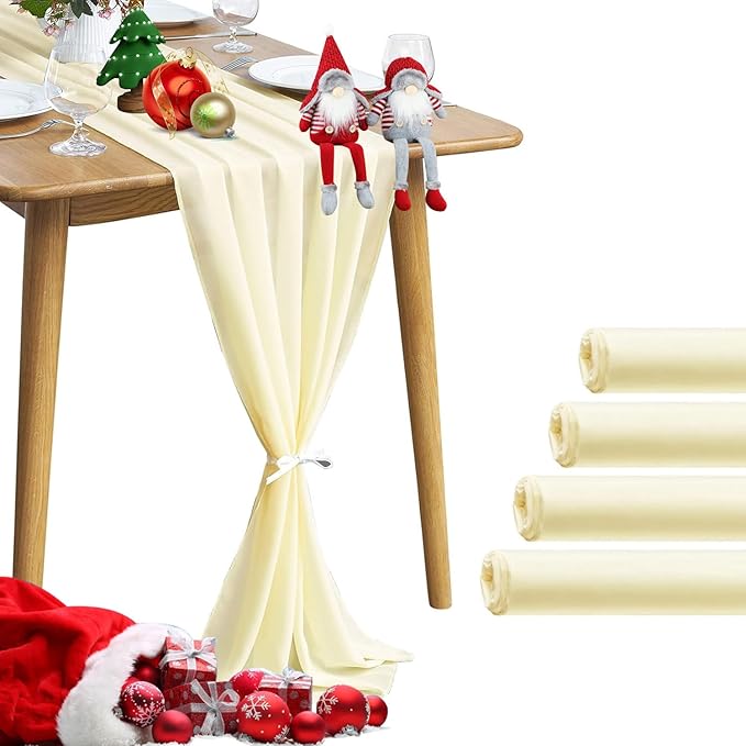 5 Pack 10Ft Light Yellow Chiffon Table Runner Sheer 29x120 Inch - Image 8
