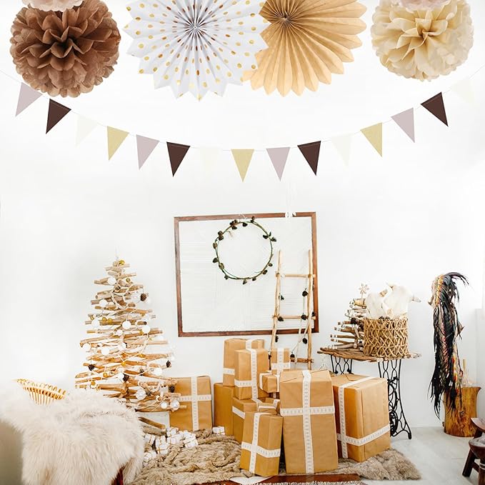 Boho Baby-Shower White-Brown Champagne Party-Decorations - Image 5