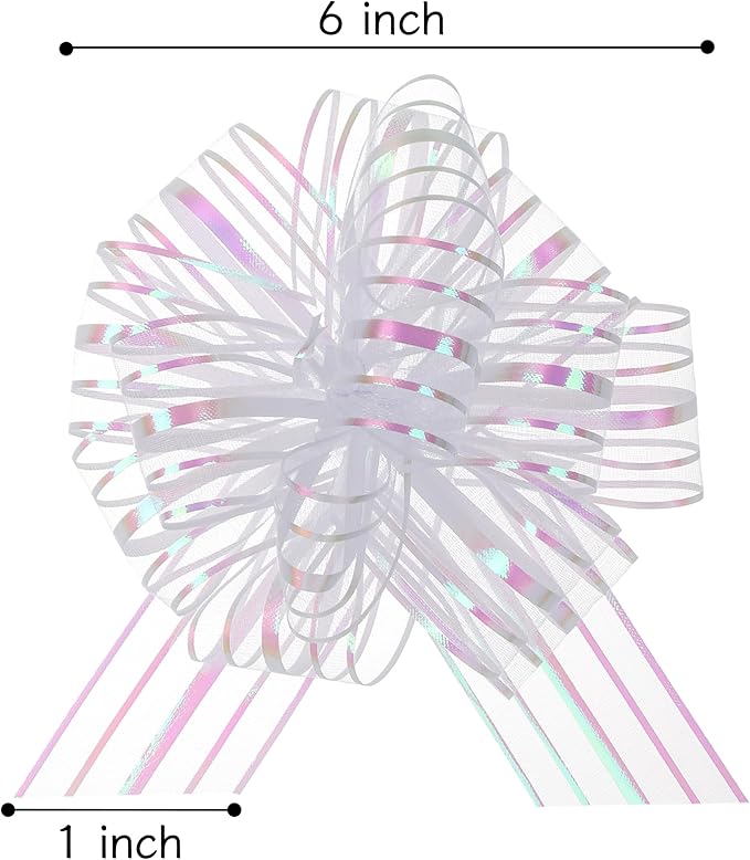 12 Pieces Large Organza Pull Bows, 6 Inches Pull Bows - Image 2