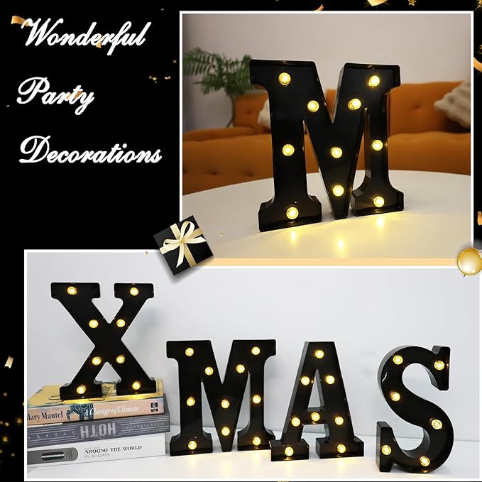 Led Marquee Letters, 8.58 Inch Black Light Up Letters, Small Led Letter Lights - Image 3