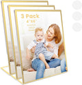 Acrylic Gold Frames 4X6, Slanted Back Gold Picture Frames Table Acrylic Sign by displayyourphotosbrochuresmenusartworkadvertisementsetc