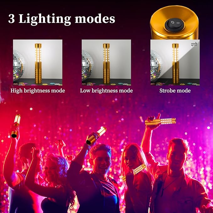 4 Pieces LED Strobe Baton Light Rechargeable Bottle Service Sparklers Stick - Image 2