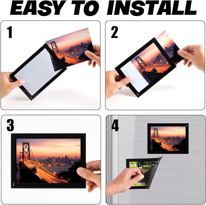 Magnetic Picture Frames with Black Border, Magnet Photo Pockets/Holder - Image 4