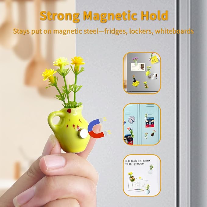 Magnetic Bud Vase Set – Mini Ceramic & Glass Vases - Image 4