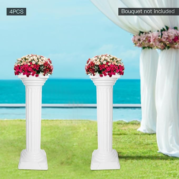 Roman Pillars Decoration Party Flower Pot Columns Set 4Pcs 10.83x10.83x33.86in - Image 4