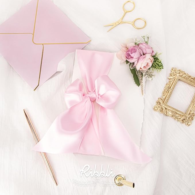 Ribbli Light Pink Double Faced Satin Ribbon, 3” x Continuous 10 Yards, Use - Image 2