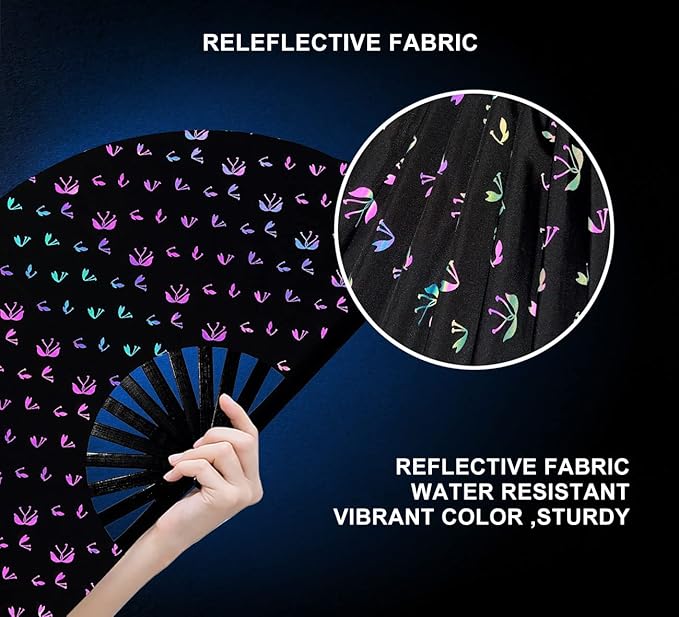 Amajiji Large Rave Folding Hand Fan Clacking Fans - Image 3