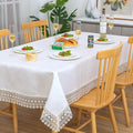 White lace Premium Rectangle Farmhouse Tablecloth Waterproof OilProof by BrekSdat
