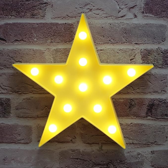 LED Marquee Star Sign Night Light, Battery Operated Star Shape Desk Table Lamp - Image 3