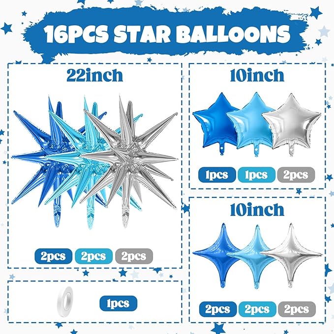 Blue Silver Star Balloon - Image 2