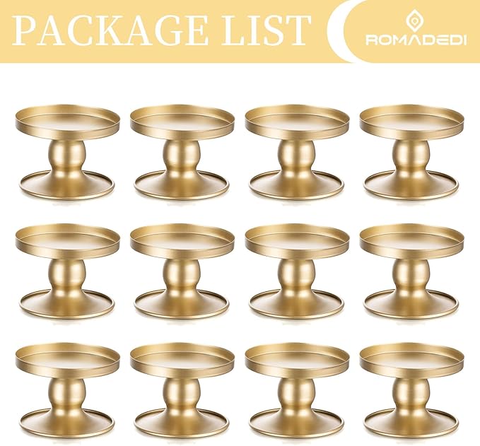Candle Holders for Pillar Candles, Romadedi Gold Pillar & Taper Candle Holder - Image 6