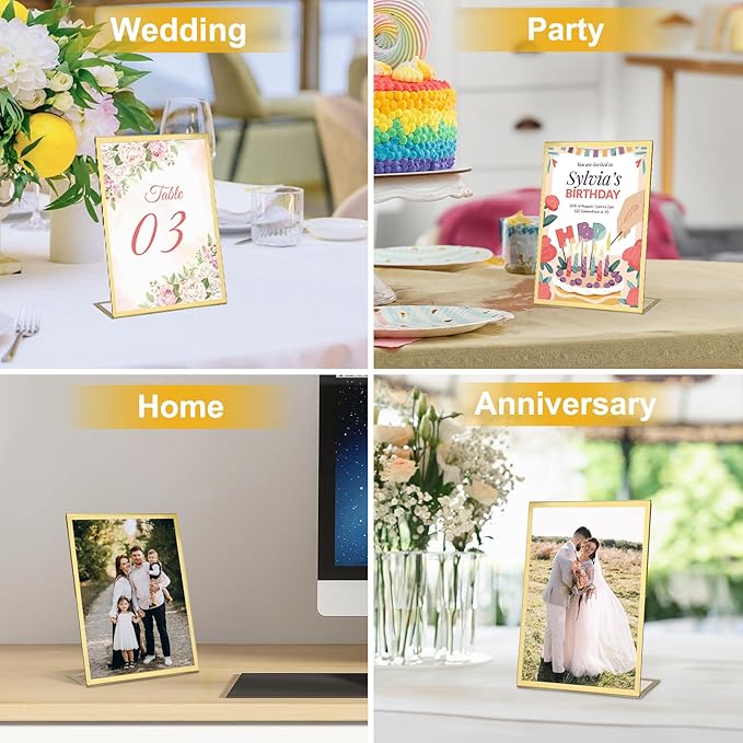 EHWINE 12 Pack Acrylic Sign Holder 4 x 6, Slanted Back Paper Holder Clear - Image 6