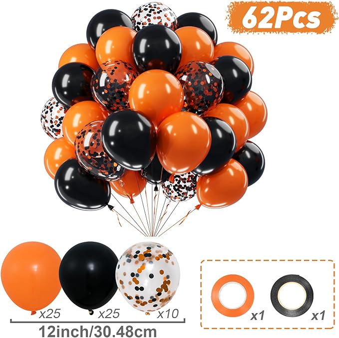 Halloween Black and Orange Balloons Set - Image 2