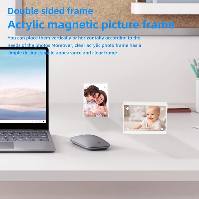 Small Acrylic Picture Frame 2.5x3.5 Clear Double Sided Magnetic Photo Frames - Image 4
