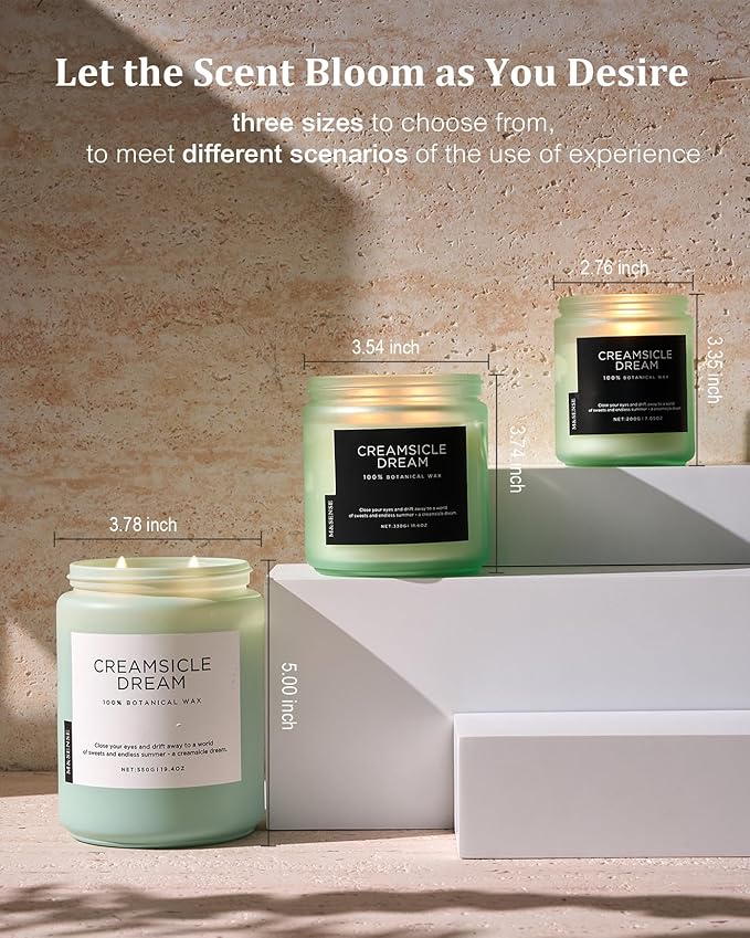 M&SENSE Orange Creamsicle Scented Candle, 19.4oz 110 Hours Slow Burning Non - Image 6