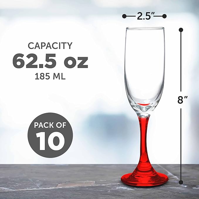 DISCOUNT PROMOS Premiere Champagne Flutes 6.25 oz. Set of 10, Bulk Pack - Image 5