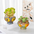 Sungmor Small Succulent Planters Set of 2, Beautiful Hand Crafted Ceramic Plant by Sungmor