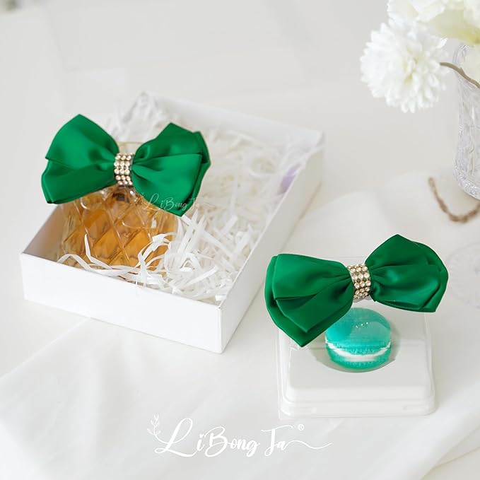 Hunter Green Ribbon Bows 4'' Premade Satin Bow, Gift Bows - Image 5