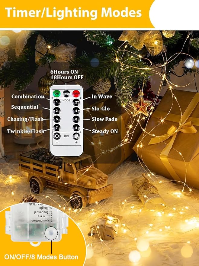 4 Pack Each 33FT 100LED Fairy Lights Battery Operated - Image 3