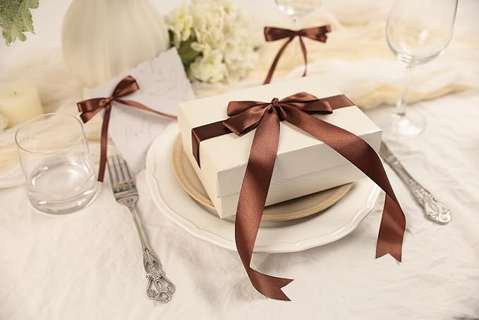Dark Brown Satin Ribbon 1 inch X Continuous 100 Yards, Single Face Polyester - Image 5