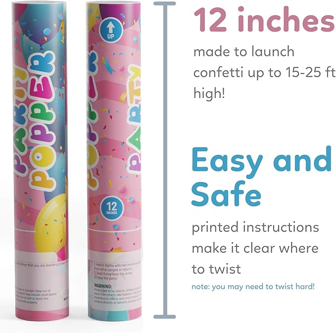 Confetti Poppers Confetti Cannon | 12 Pack | Glitter Multicolor | Party Poppers - Image 4