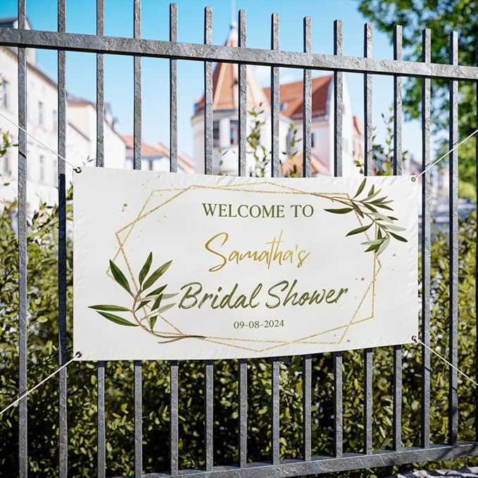 Personalized Bridal Shower Banner, 12x24 Inches, Wall Mount, Occasion Theme - Image 2