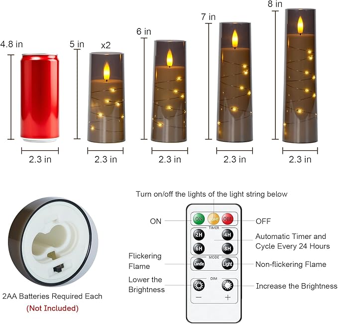 Raycare Flameless Candle with Remote Timer – 5 Flickering Acrylic Battery - Image 6