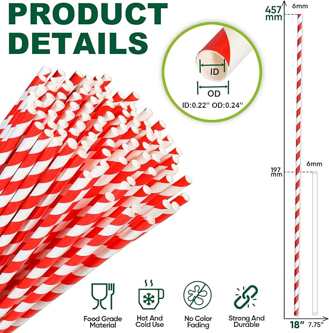 18 Inch Extra Long Paper Drinking Straws - Image 2