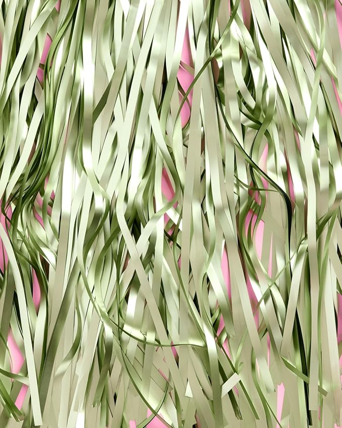 xo, Fetti Party Decorations Sage Green Foil Curtain - Image 3