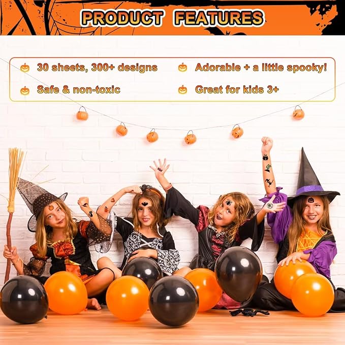 Halloween Temporary Tattoos for Kids – 30 Sheets - Image 6