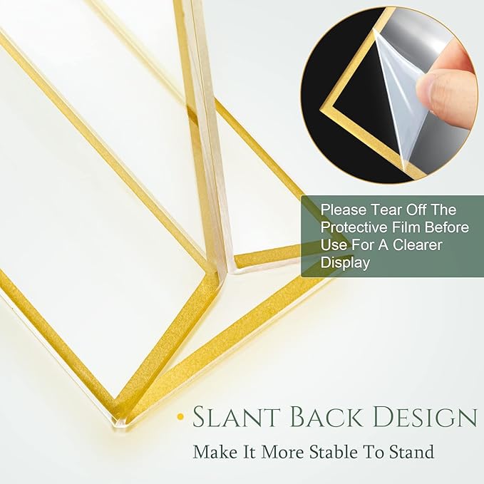 Hoteam 18 Pack Clear Acrylic Double Sided Frames Display Holder Gold Frames - Image 4