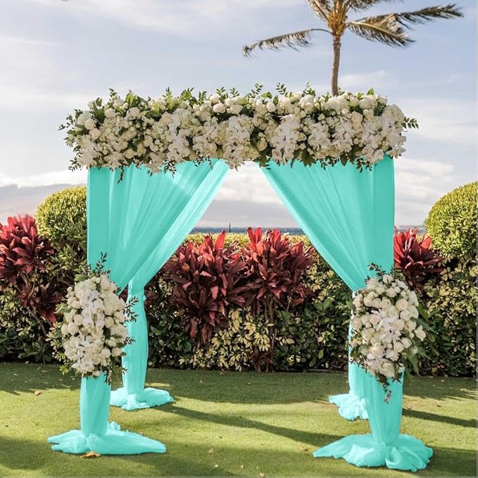 Wedding Arch Draping Fabric 1 Panel 30'' x 18FT Teal Sheer Chiffon Arch Drapery - Image 5