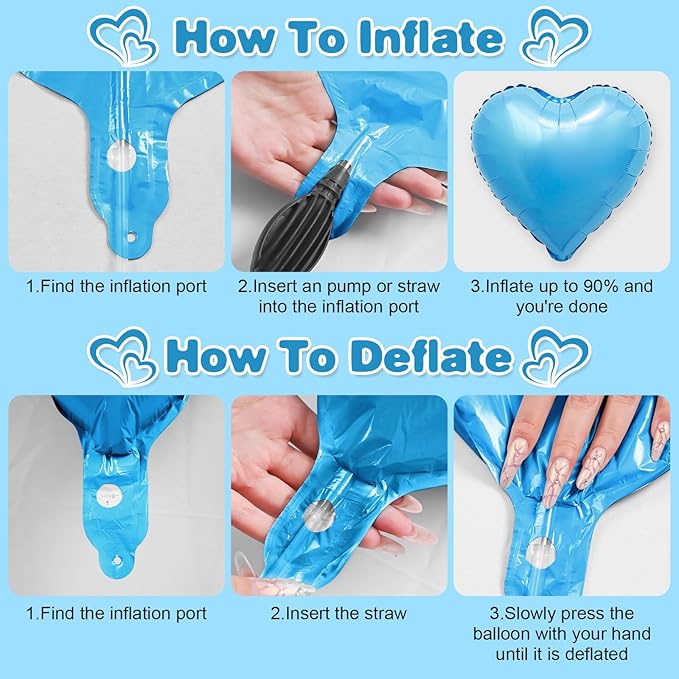 Blue Pink Purple Heart Balloons - Image 7