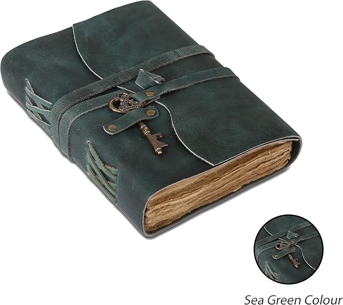 Leather Journal with Lined and Unlined Deckle Edge Paper 8x6 inch and Vintage - Image 3