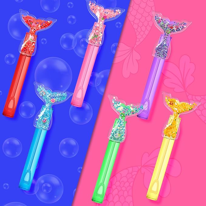 AFZMON 24Pcs Glitter Mermaid Bubble Wands - Image 3