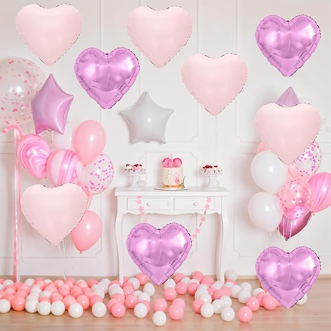 Pink Purple Heart Balloons - Image 4