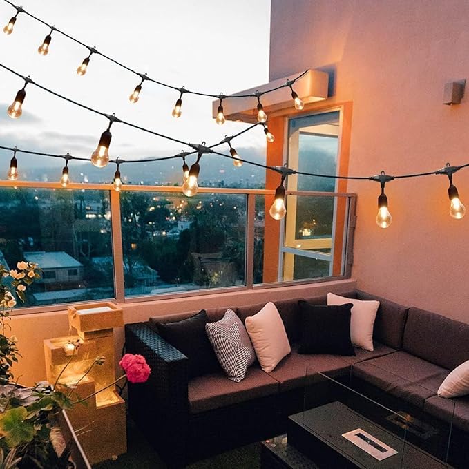 105FT Solar Outdoor String Lights, 32 Shatterproof E26 Edison LED Bulbs - Image 5